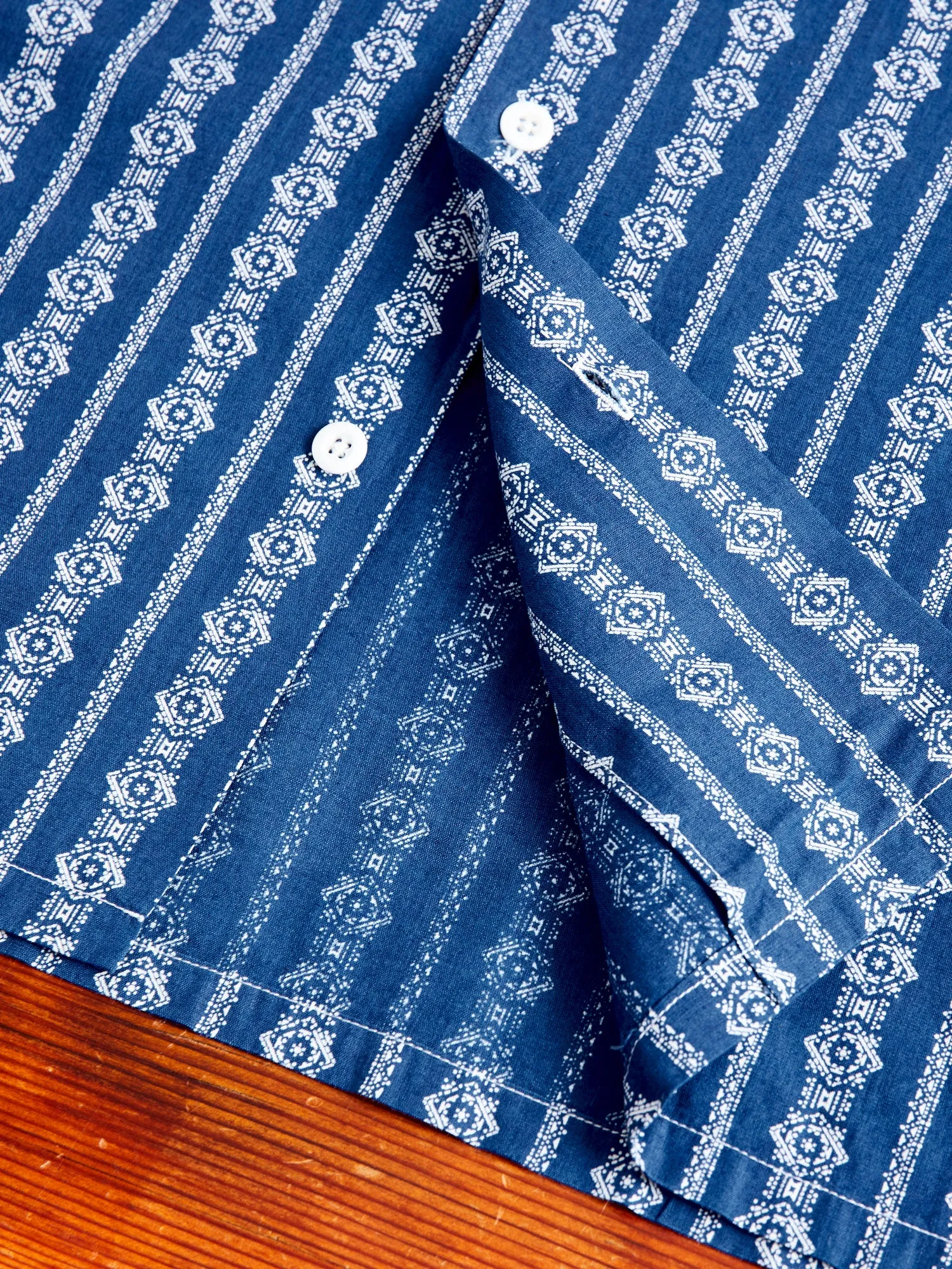 Stripe Print Hawaiian Shirt in Indigo