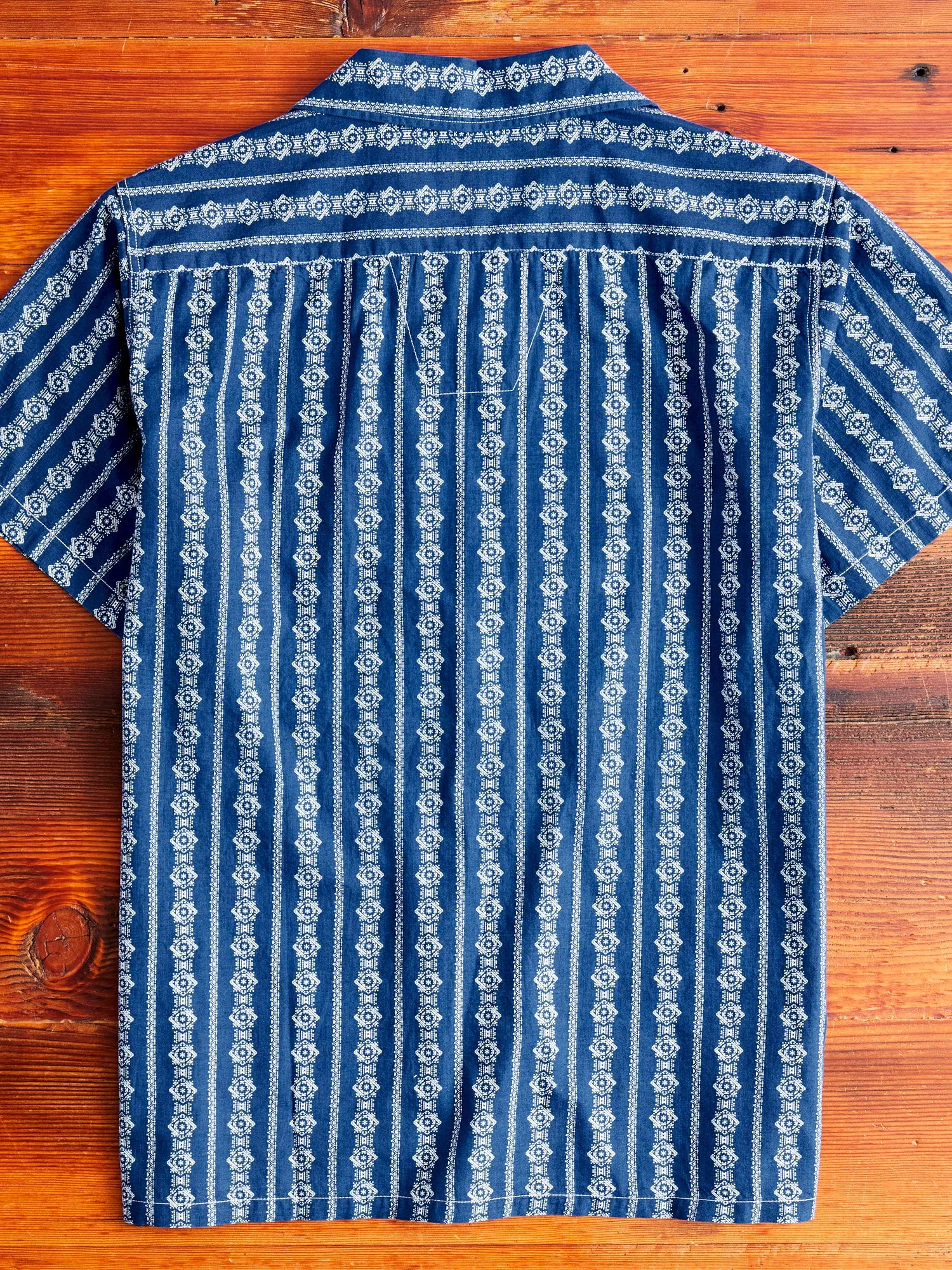 Stripe Print Hawaiian Shirt in Indigo
