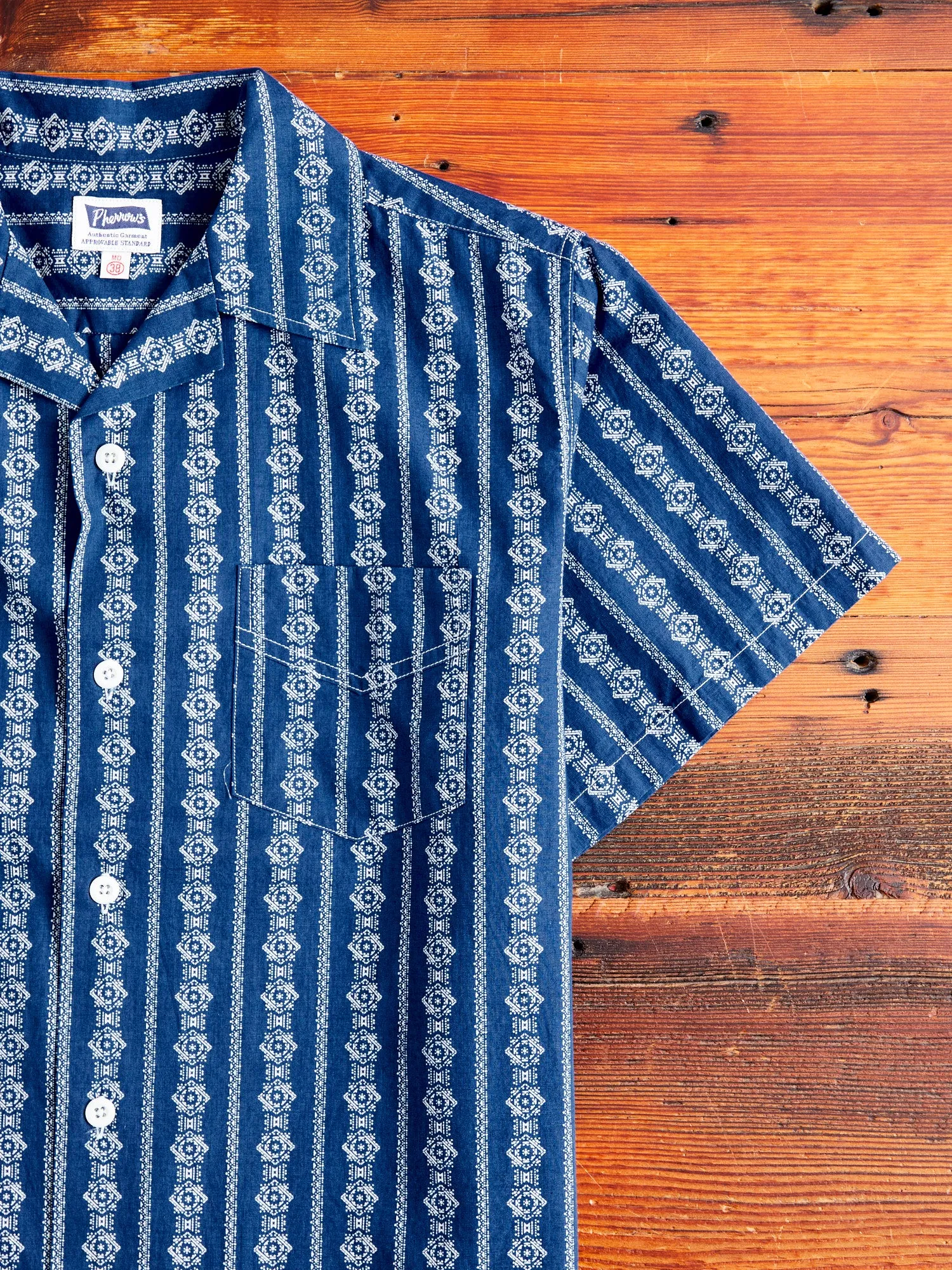 Stripe Print Hawaiian Shirt in Indigo