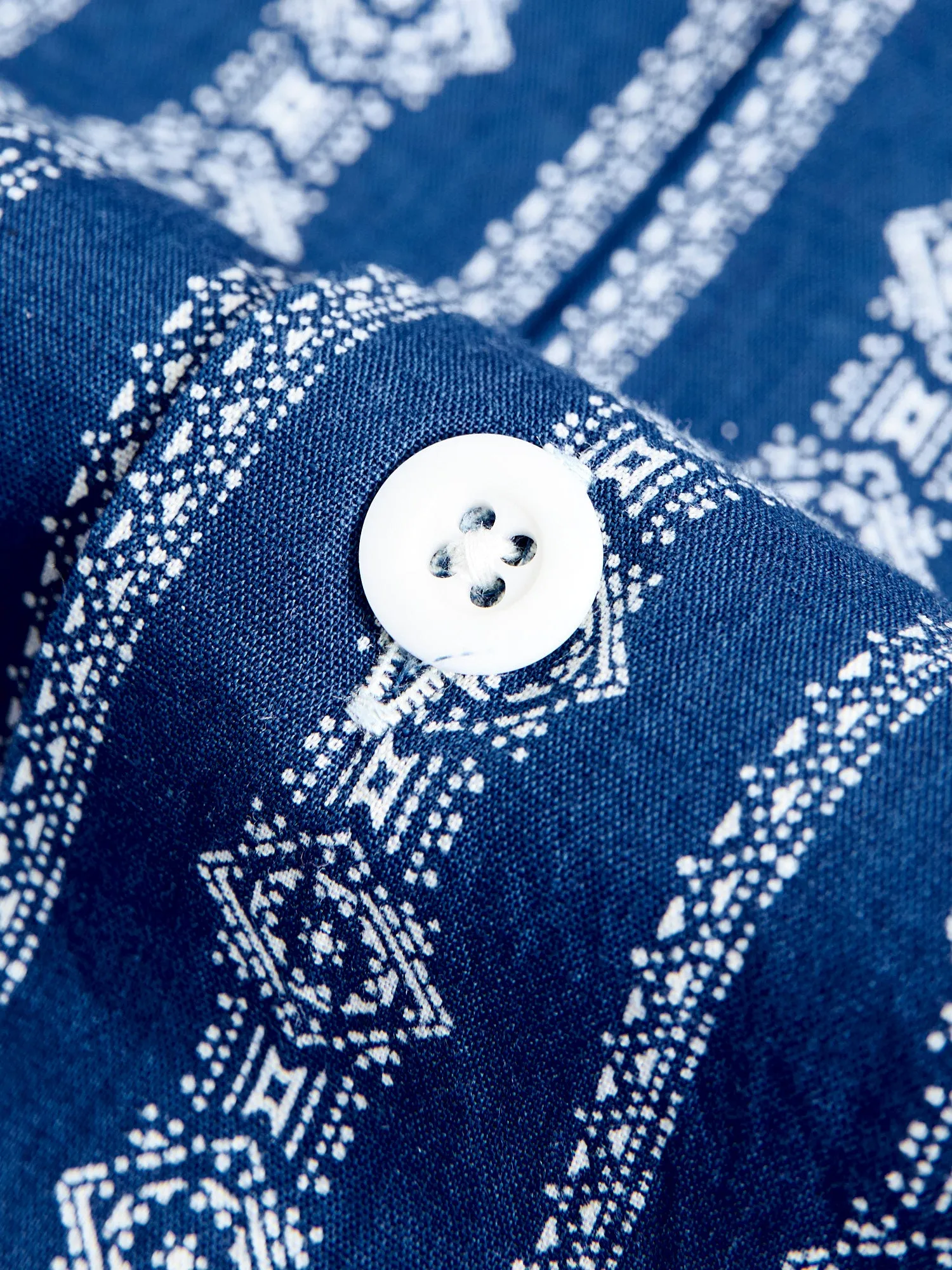 Stripe Print Hawaiian Shirt in Indigo