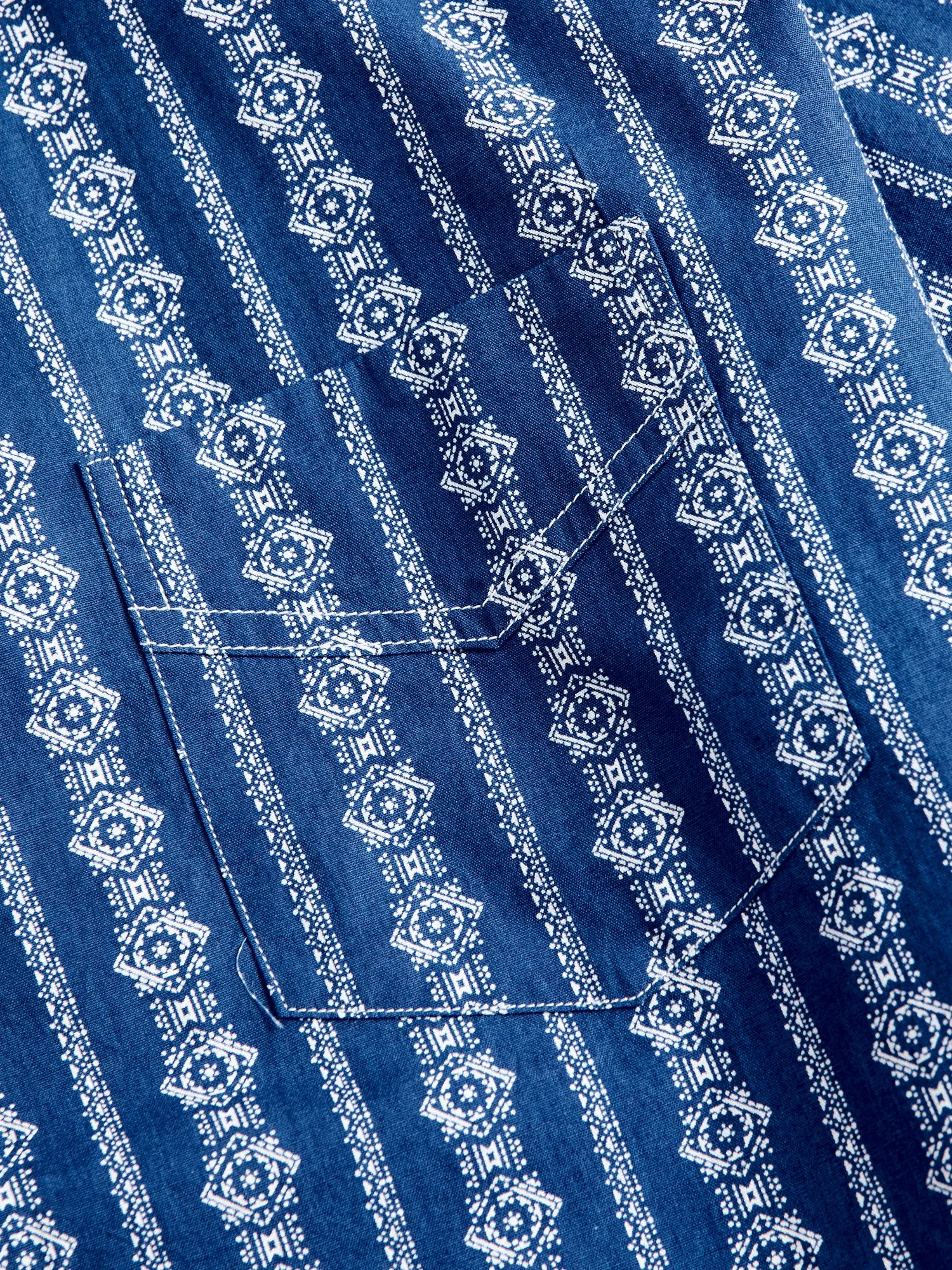 Stripe Print Hawaiian Shirt in Indigo