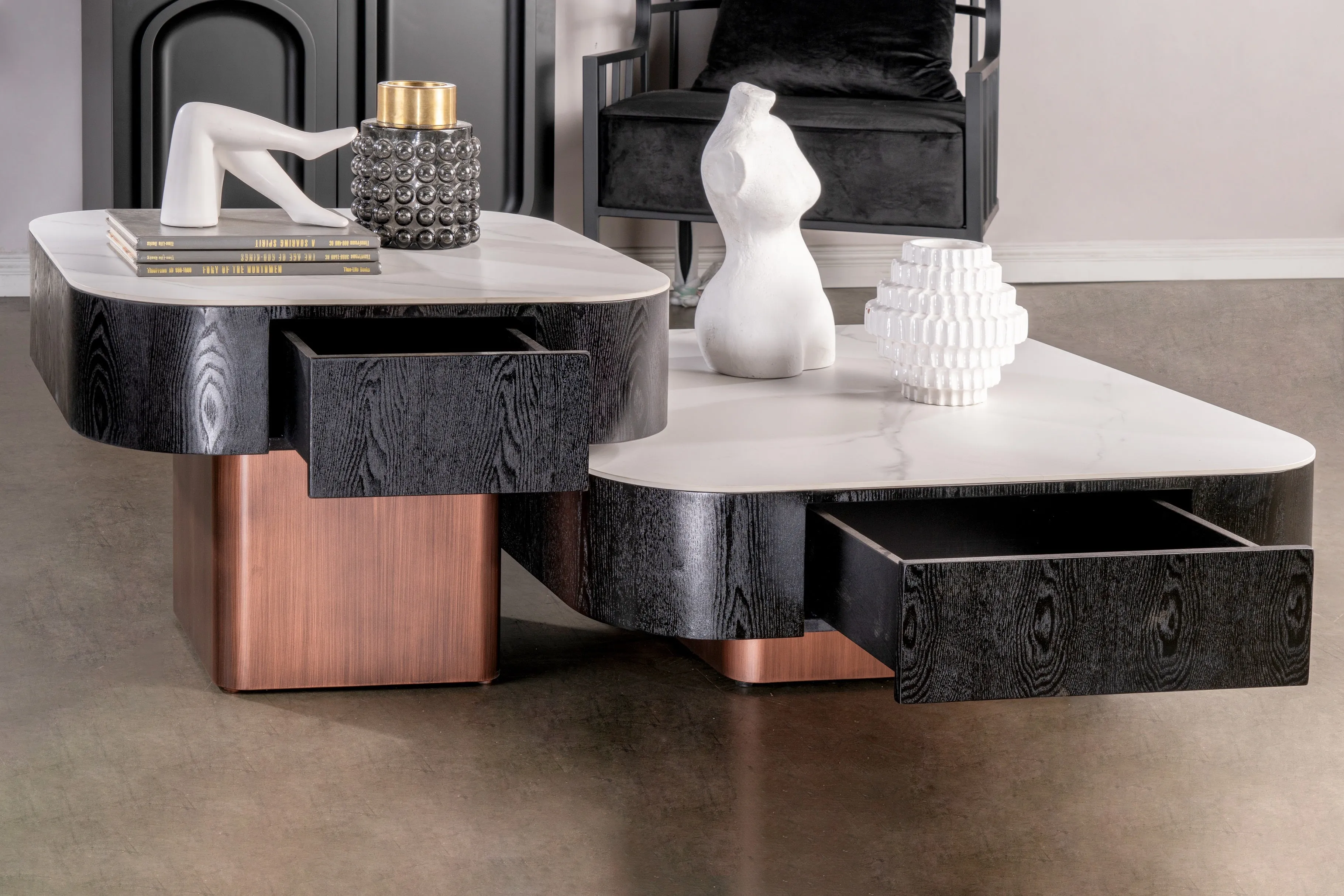 Styles Ceramic Top End Side Table  with Storage