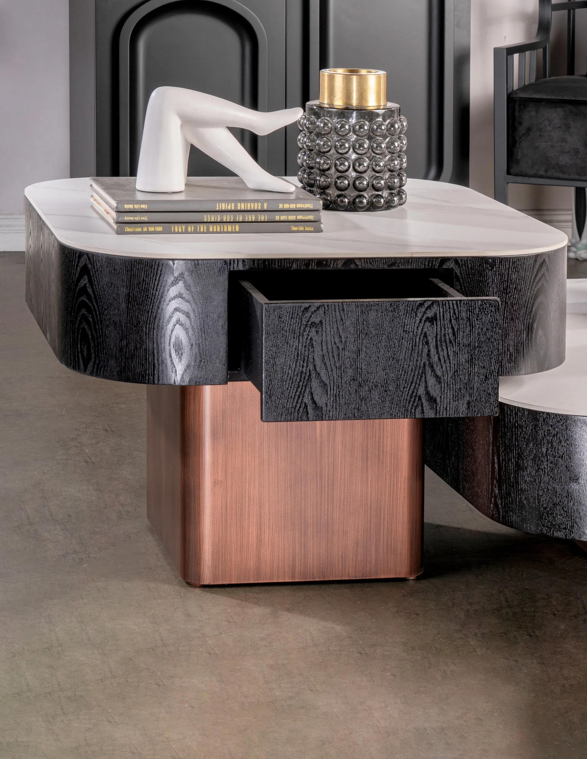 Styles Ceramic Top End Side Table  with Storage