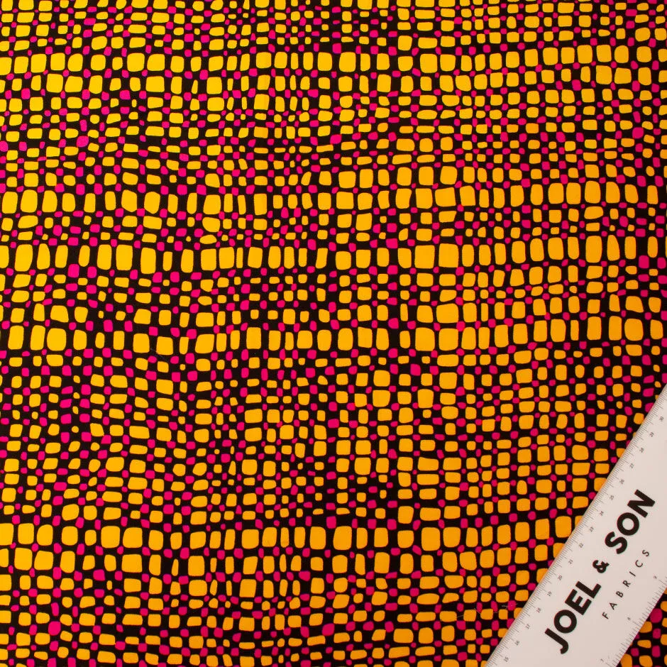 Sunflower Yellow & Pink Printed Black Sateen Cotton