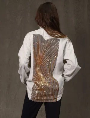 The White ST Gold Sequin Party Back Shirt