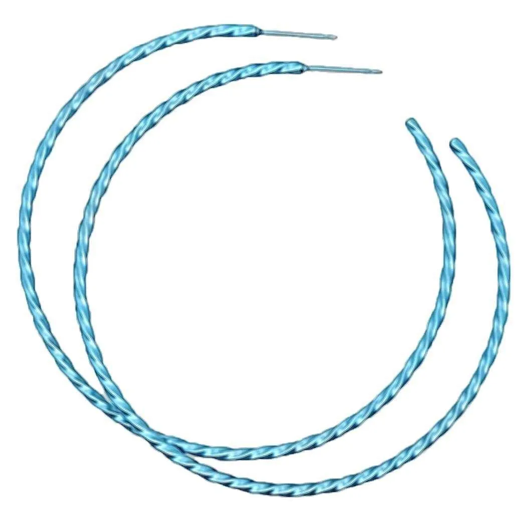 Ti2 Titanium Medium Twisted Hoop Earrings - Light Blue