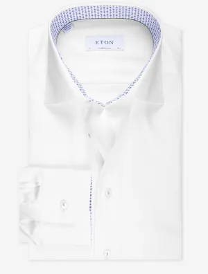 White Plain With Inlay Contemporary Fit Shirt