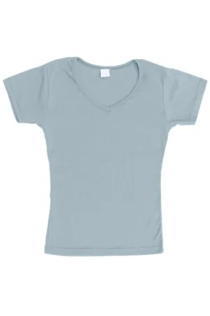 Womens Cotton V-Neck T-Shirt - Light Blue