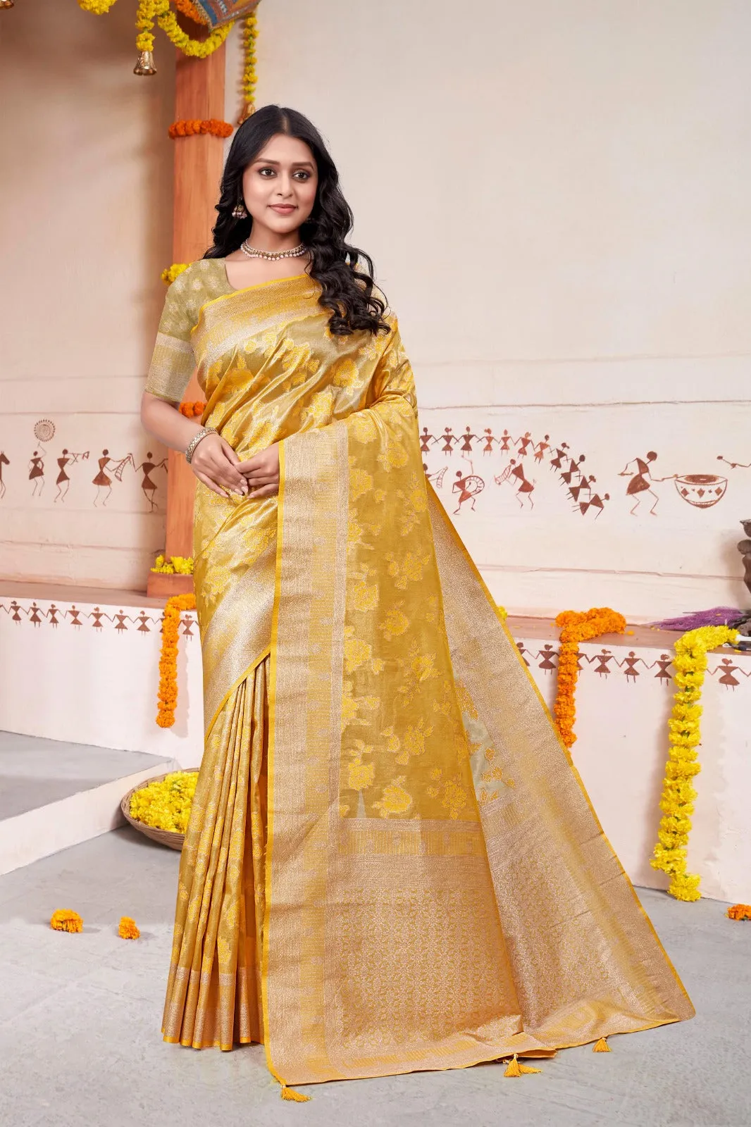 Yellow Premium Silk Saree